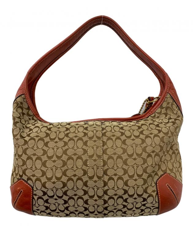 【美品】COACHコーチ ワンショルダーバッグ レザー ホワイト×ブラウン 中古・古着通販】COACH (コーチ) ワンショルダーバッグ ブラウン