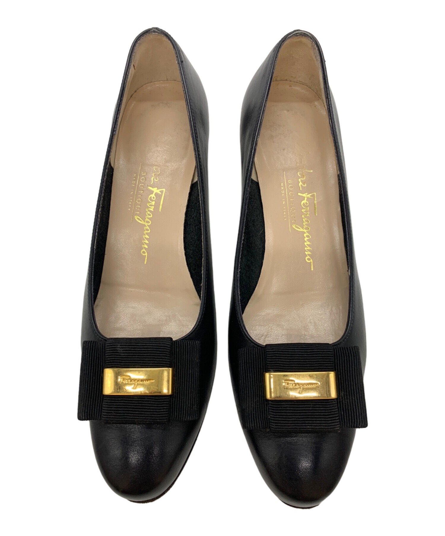 Salvatore Ferragamo ブラックリボンパンプス　新品未使用　美品 中古・古着通販】Salvatore Ferragamo (サルヴァトーレ フェラガモ