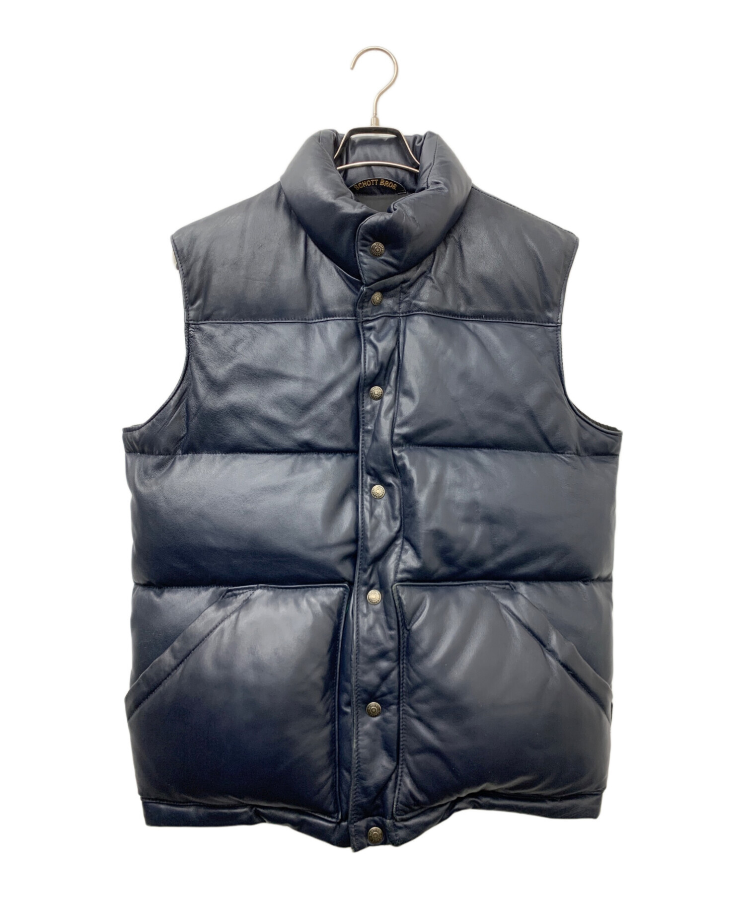 中古・古着通販】Schott (ショット) ラムレザーダウンベスト ネイビー