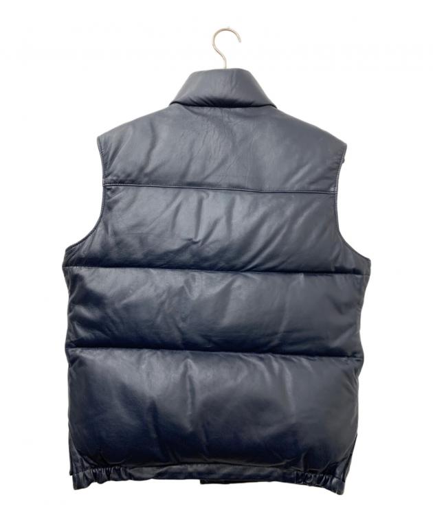 SCHOTT ショット ダウンベスト M 濃紺 中古・古着通販】Schott (ショット) ラムレザーダウンベスト ネイビー