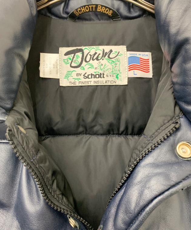 中古・古着通販】Schott (ショット) ラムレザーダウンベスト ネイビー
