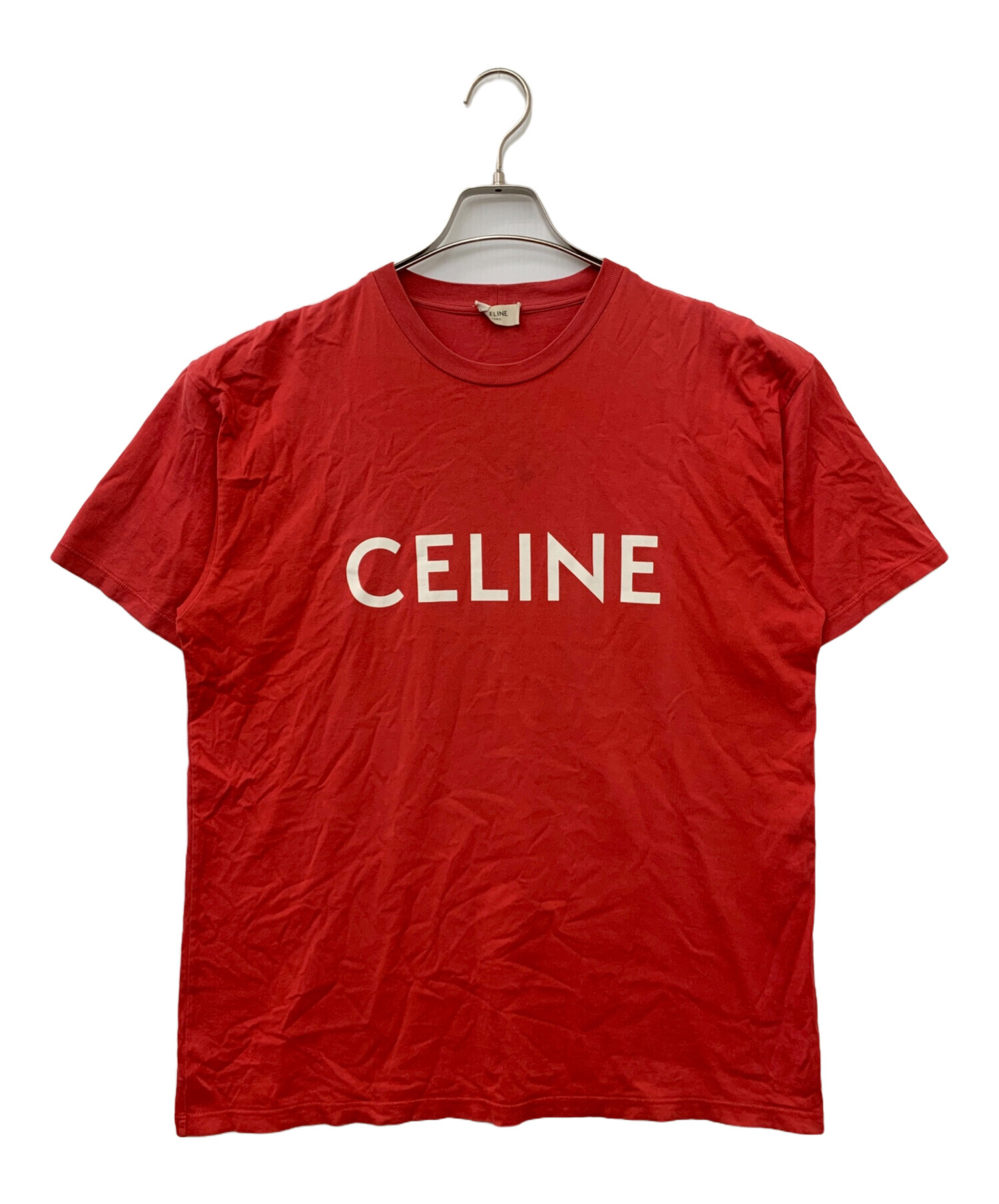 中古・古着通販】CELINE (セリーヌ) ルーズロゴTシャツ レッド サイズ