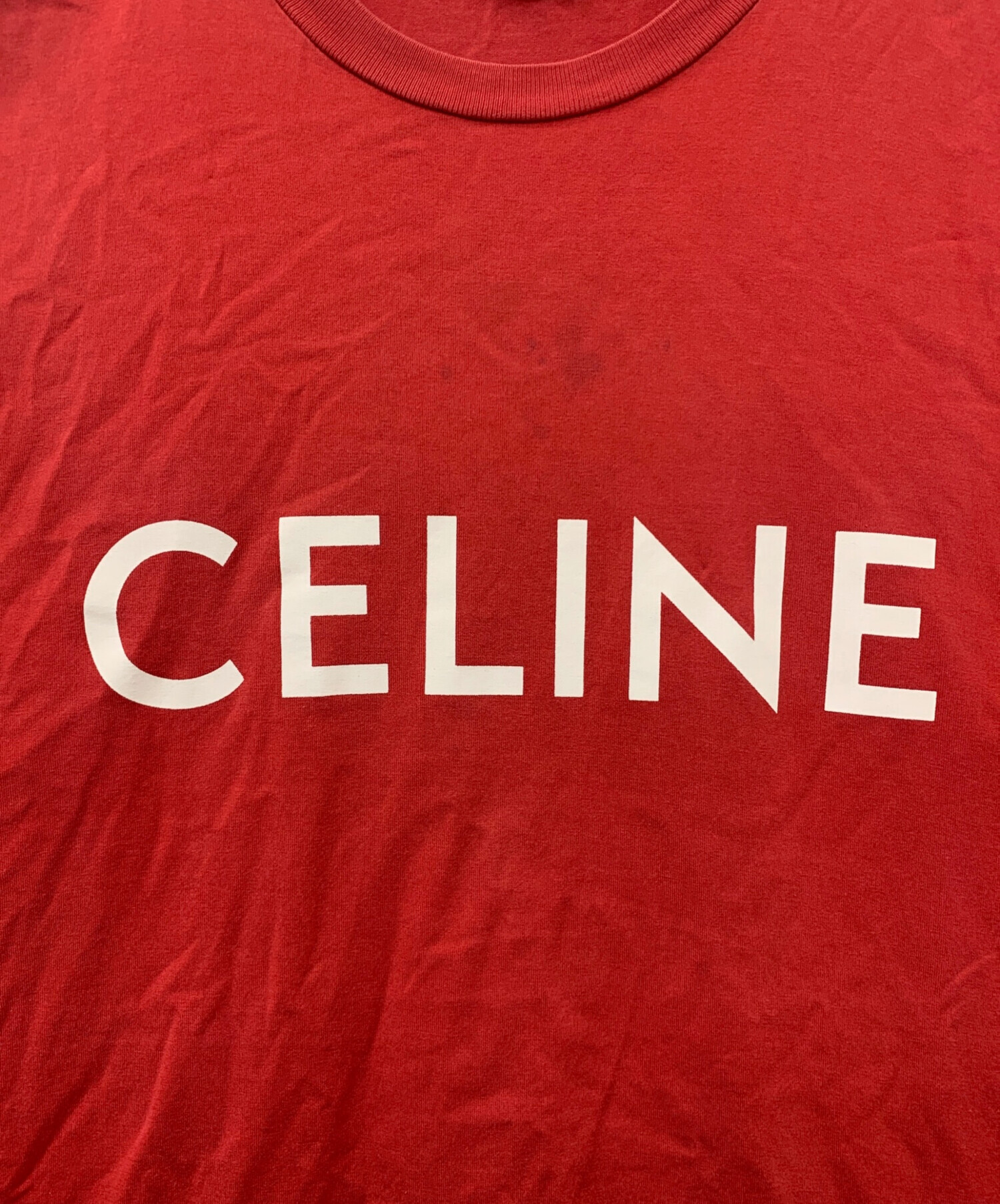 中古・古着通販】CELINE (セリーヌ) ルーズロゴTシャツ レッド サイズ