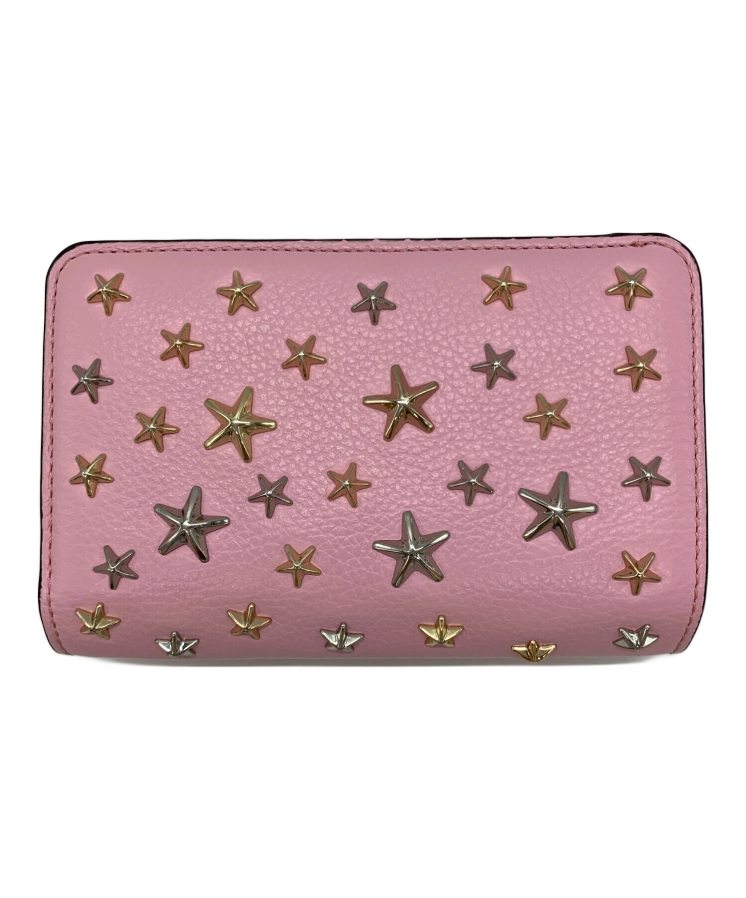 ジミーチュウ JIMMY CHOO チェーンウォレット ピンクベージュ 財布 中古・古着通販】JIMMY CHOO (ジミーチュウ) スタースタッズ2つ折り