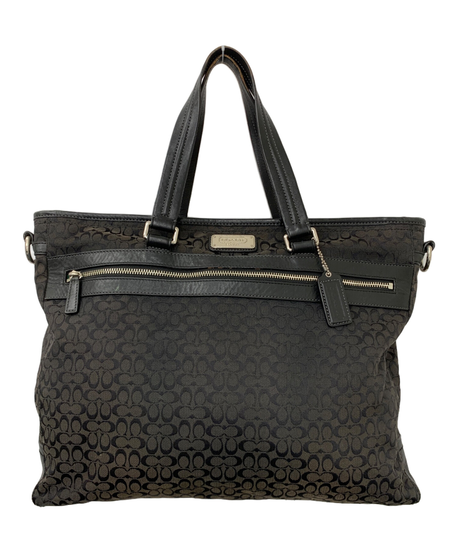 中古・古着通販】COACH (コーチ) 2WAYバッグ シグネチャー ブラック
