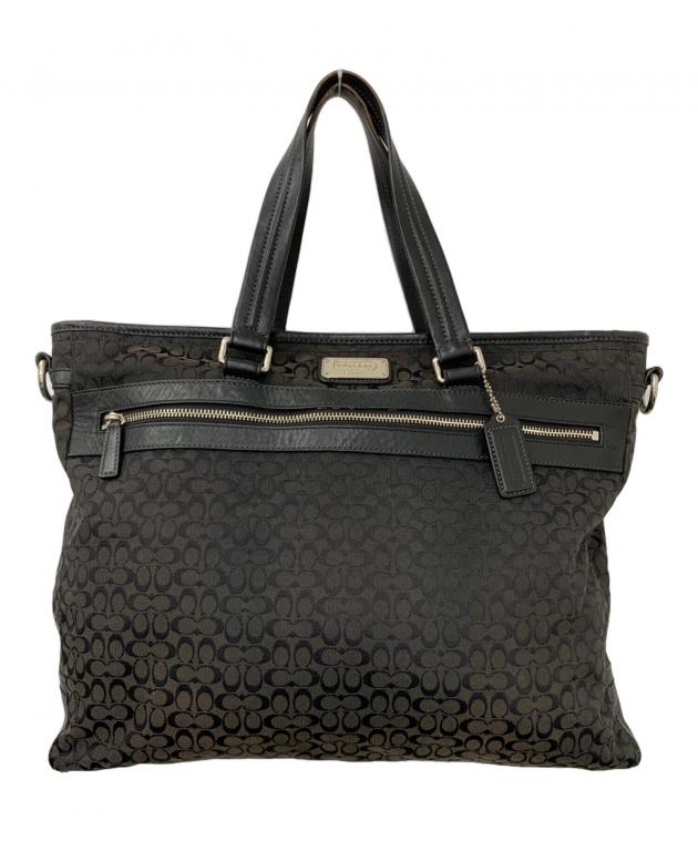 中古・古着通販】COACH (コーチ) 2WAYバッグ シグネチャー ブラック 