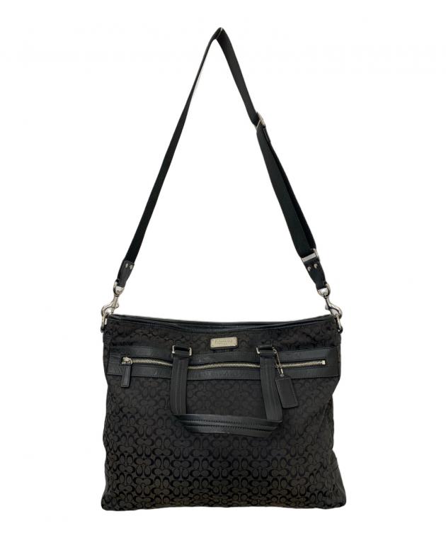 中古・古着通販】COACH (コーチ) 2WAYバッグ シグネチャー ブラック