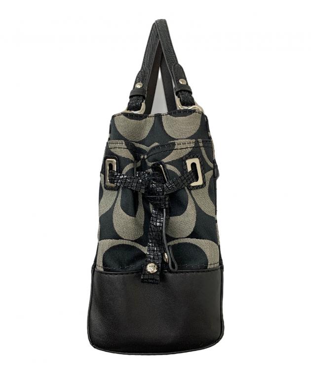 COACHハンプトンズ シグネチャートート 黒10503 中古・古着通販】COACH (コーチ) ハンプトンズ シグネチャー ブラック