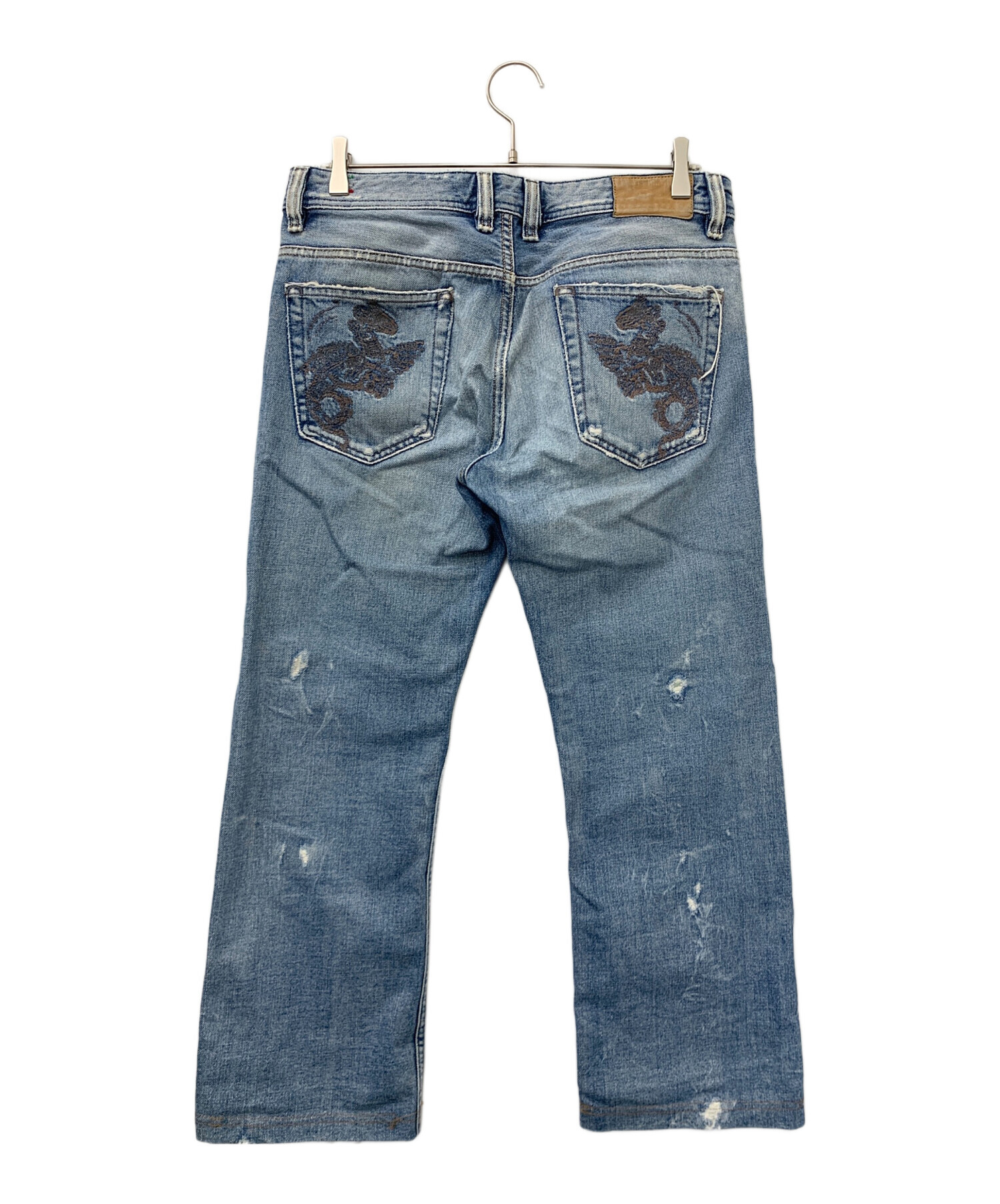 中古・古着通販】DIESEL (ディーゼル) ダメージデニムパンツ ブルー