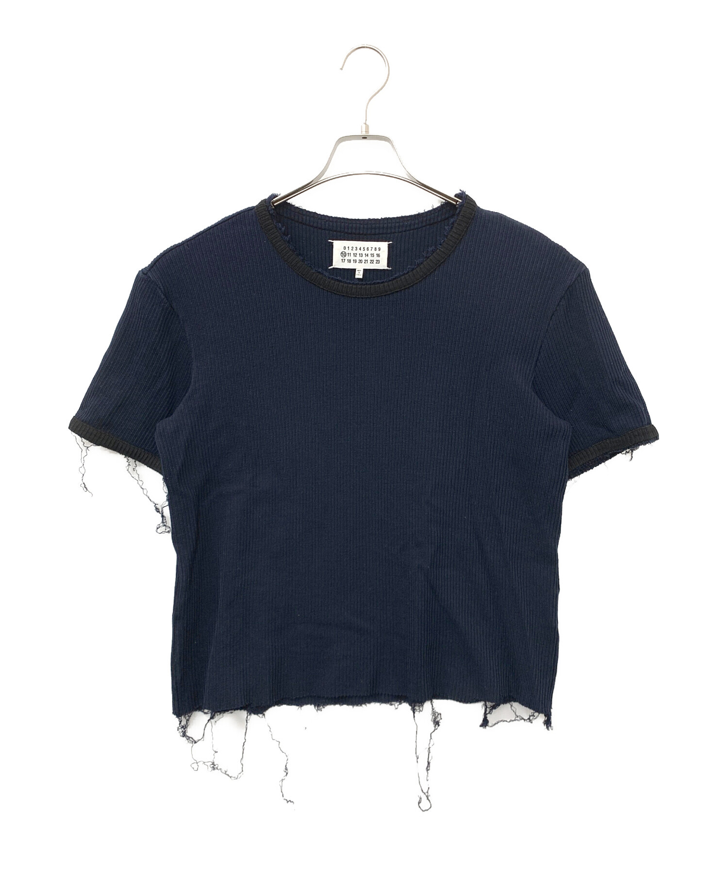大人気 マルジェラ Maison Margiela ロゴ Tシャツ ネイビー紺 中古・古着通販】Maison Margiela (メゾンマルジェラ) リブコットンT