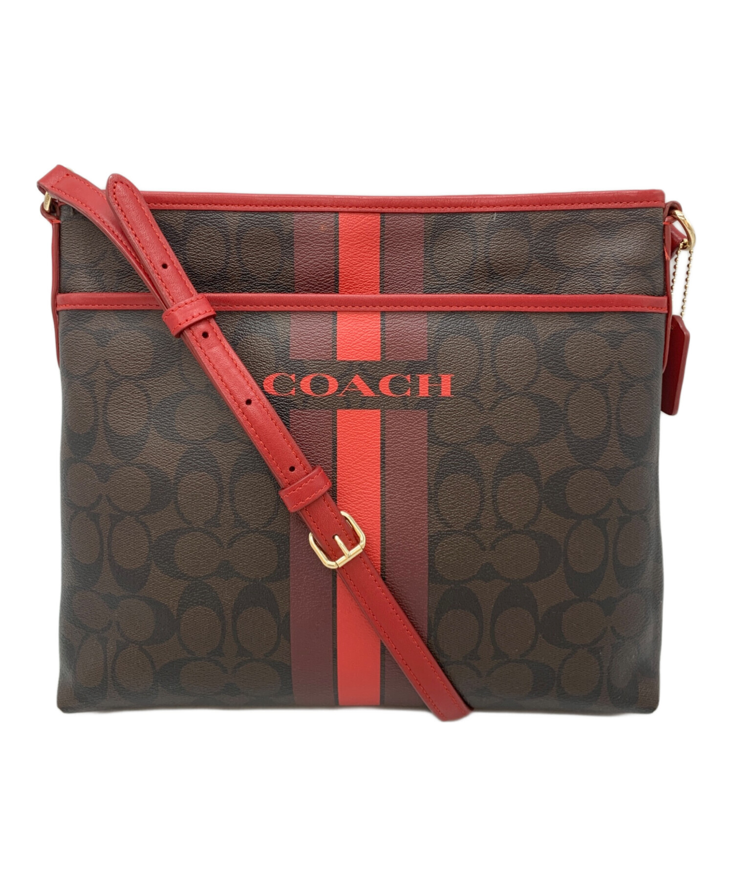 中古・古着通販】COACH (コーチ) ショルダーバッグ ブラウン×レッド