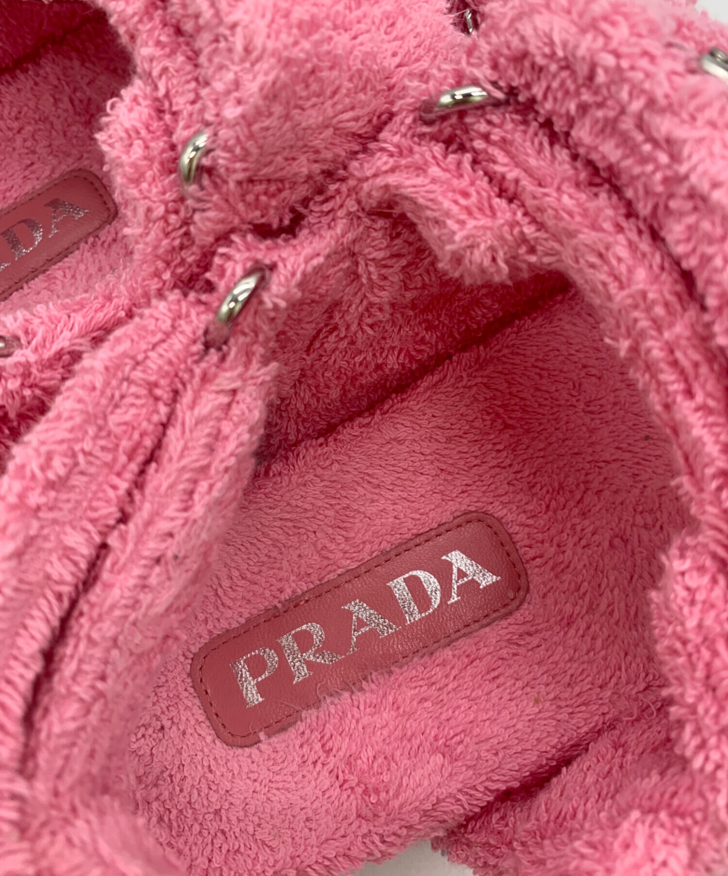 PRADA テリークロス タオル地 サンダル 中古・古着通販】PRADA (プラダ) テリークロストライアングルプレート