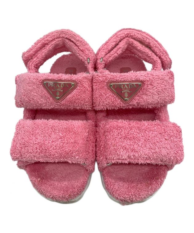 PRADA テリークロス タオル地 サンダル 中古・古着通販】PRADA (プラダ) テリークロストライアングルプレート