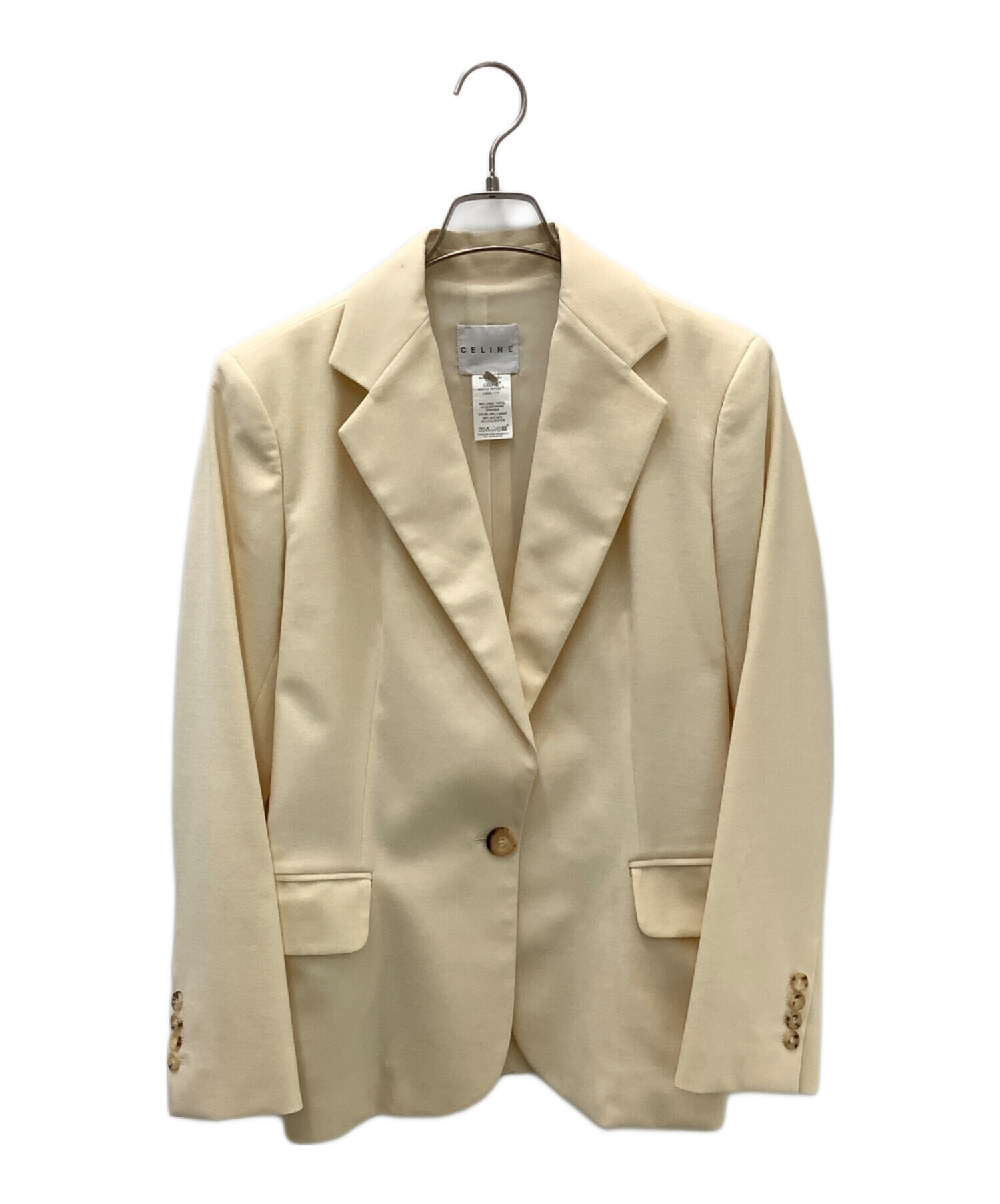 CELINE セリーヌ ジャケット 40 CELINE ノーカラージャケット クリーム