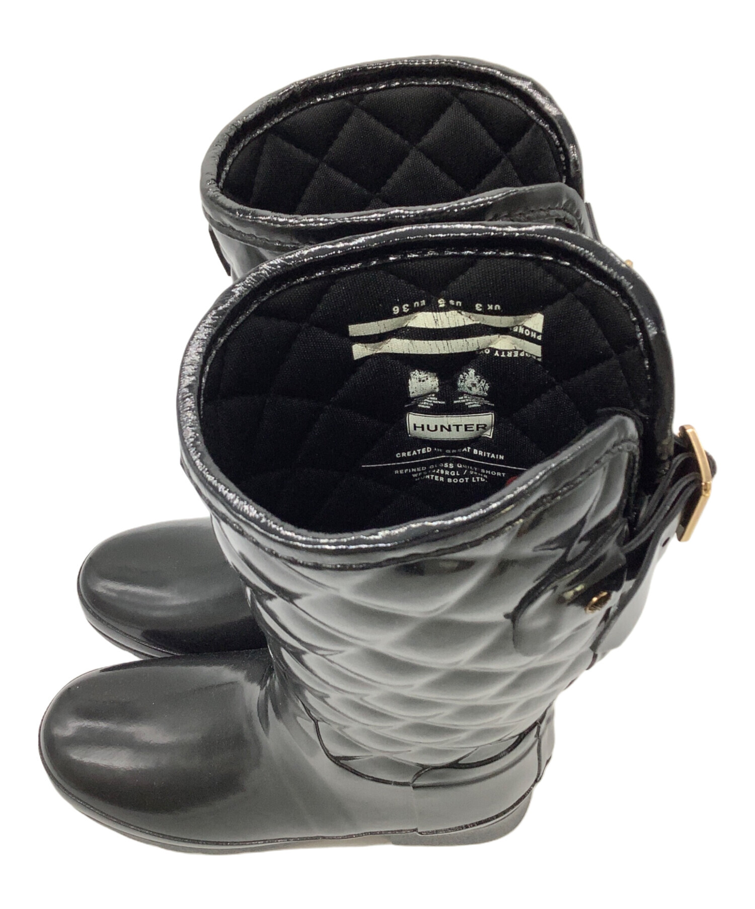 『未使用』HUNTER ハンター　キルテッドレッグ　スノーブーツ　キルティング 中古・古着通販】HUNTER (ハンター) キルティングレインブーツ