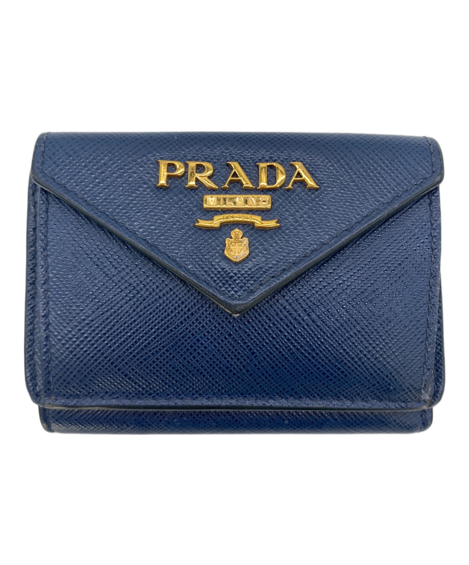 中古・古着通販】PRADA (プラダ) サフィアーノ 3つ折り財布 ネイビー