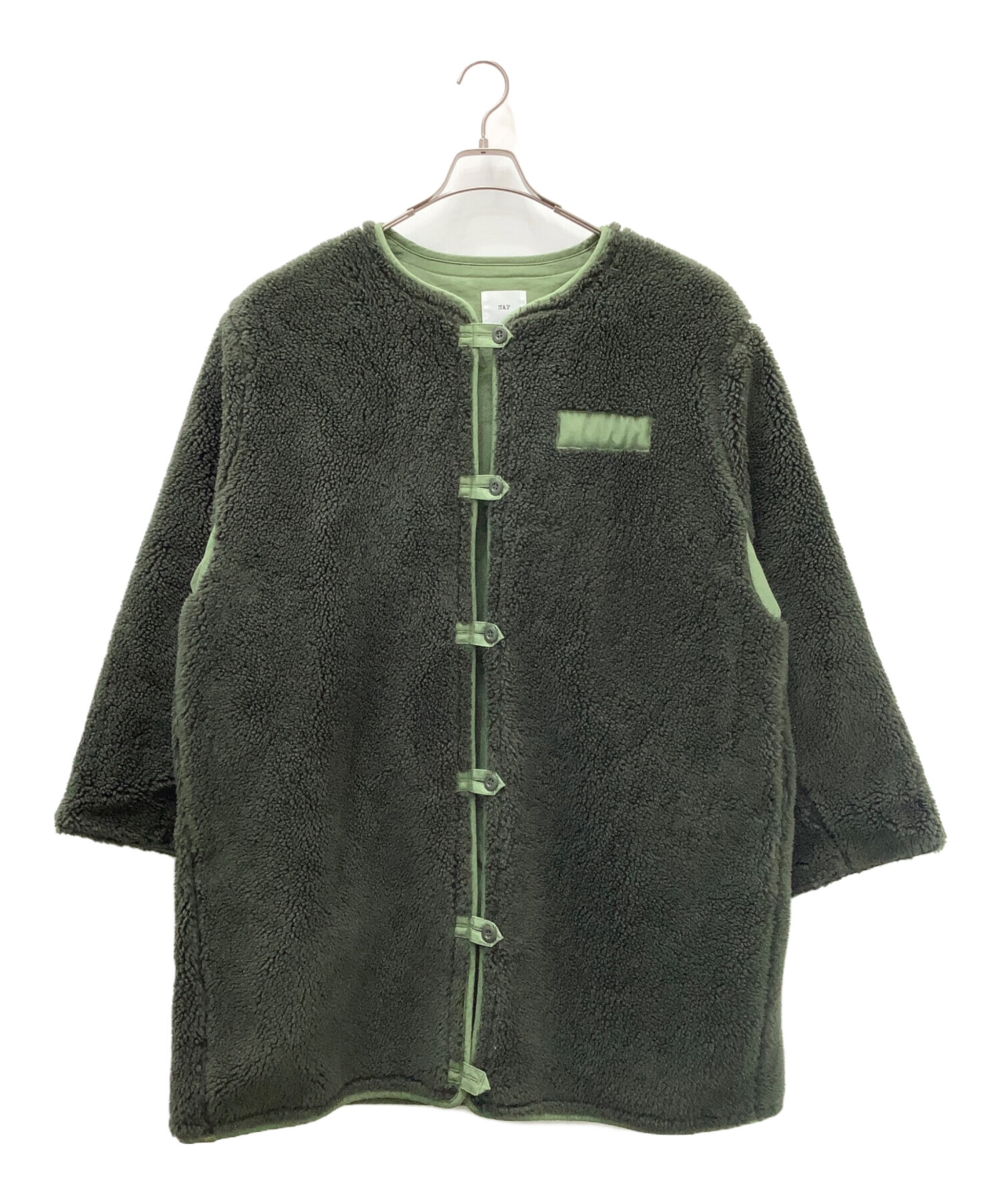 中古・古着通販】NAF (ナフ) ミリタリーボアコート グリーン×グレー