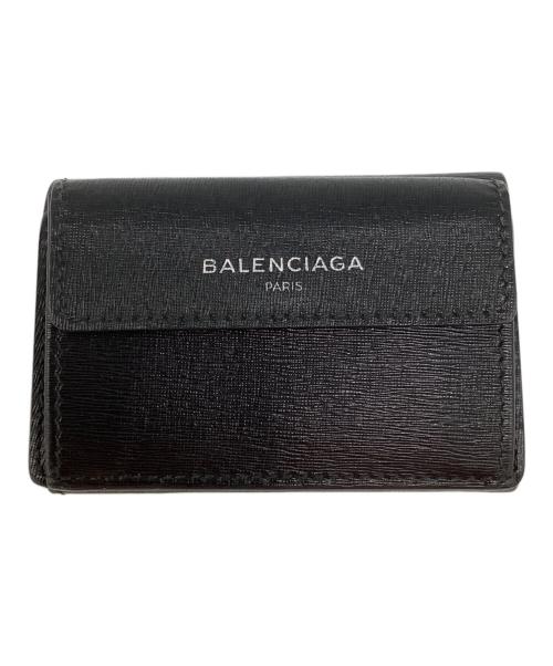 ジュンクシー BALENCIAGA 三つ折り財布 レザー美品 未使用に近い 国内即納ブラック☆機能的！バレンシアガ 極小3つ折りレザー財布