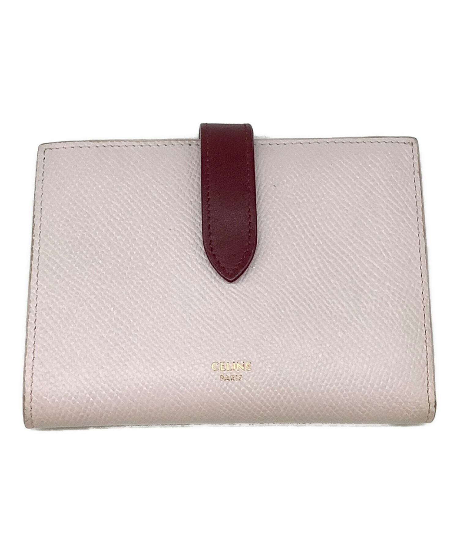 未使用級✨セリーヌ ミディアム ストラップウォレット グレー×ピンク セリーヌミディアム ストラップウォレット グレー/ピンク