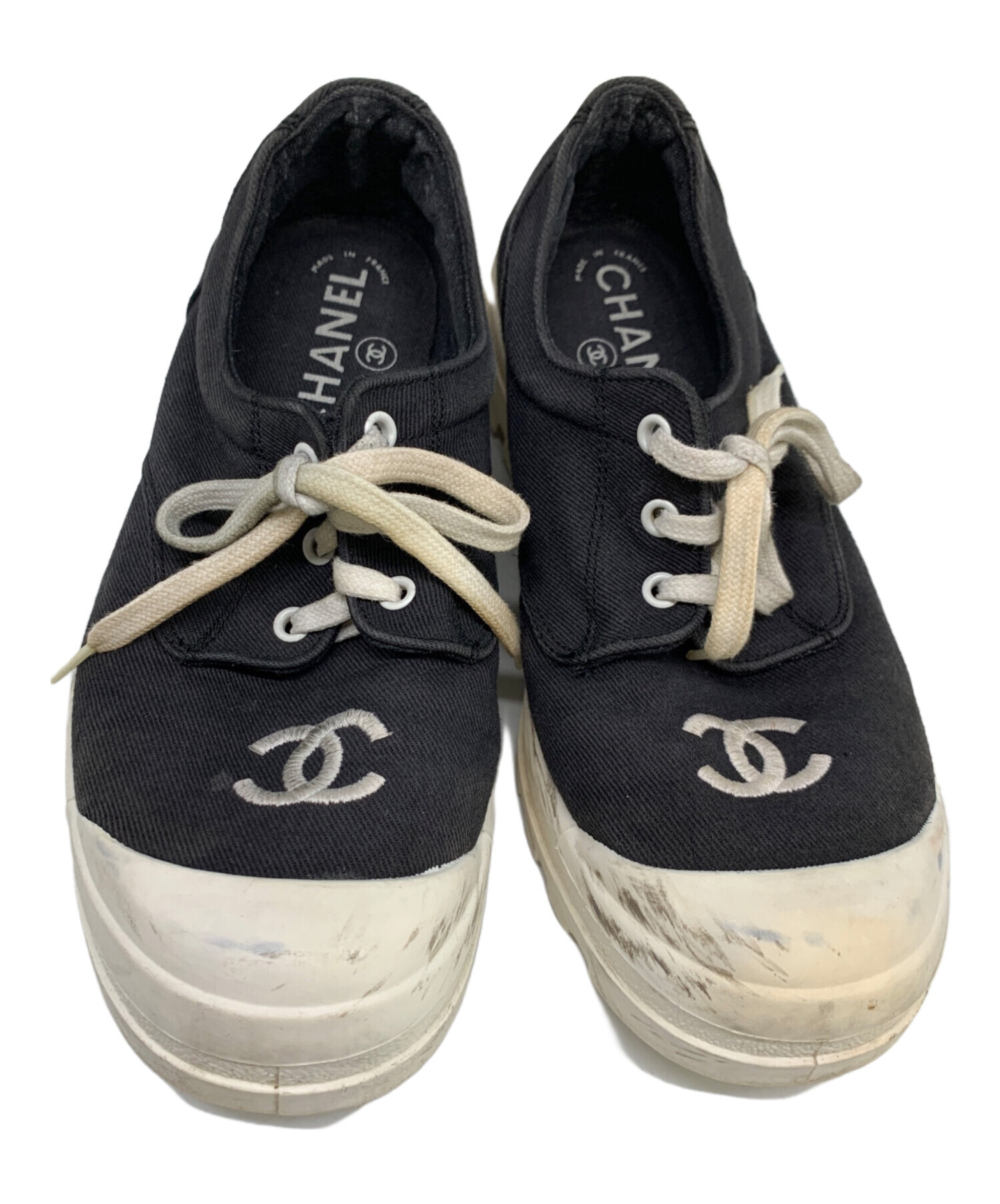 中古・古着通販】CHANEL (シャネル) キャンバススニーカー ホワイト 