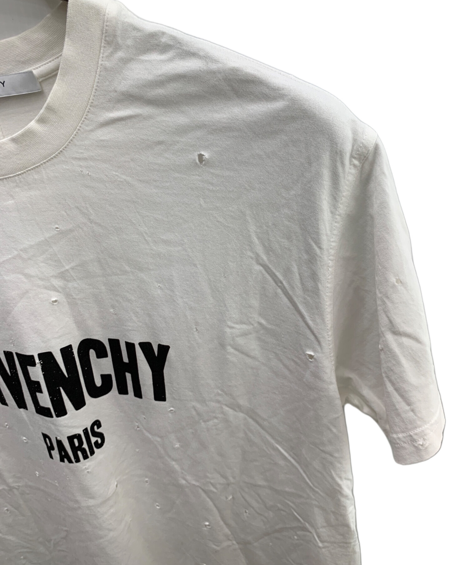 Givenchy ジバンシー　デストロイクラッシュ加工ロゴTシャツ　メンズ(M) Givenchy ジバンシーデストロイクラッシュ加工ロゴTシャツメンズ(M)