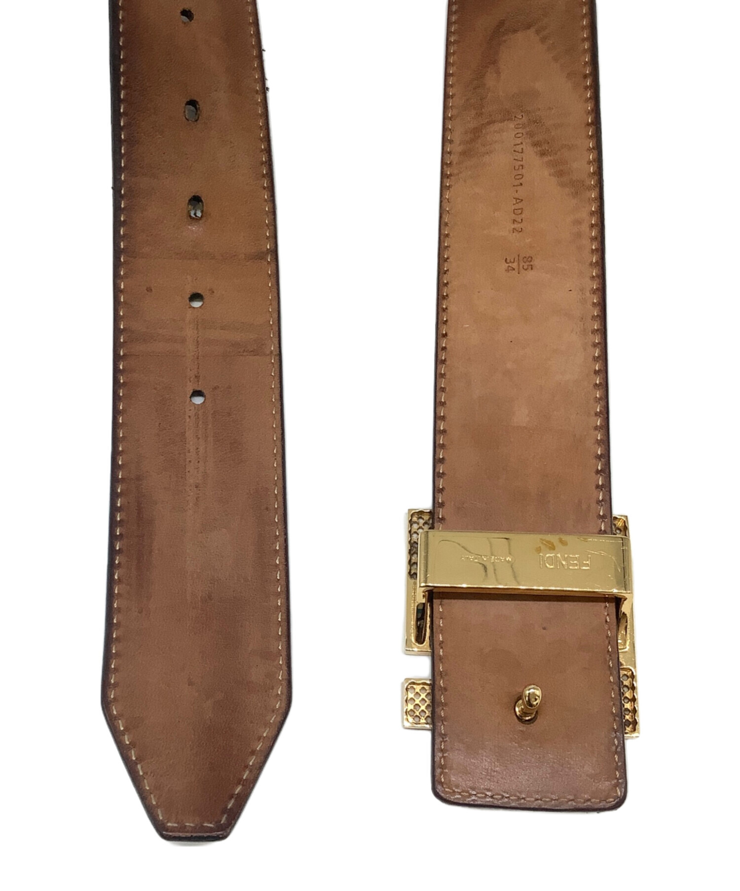 中古・古着通販】FENDI (フェンディ) FFロゴバックルレザーベルト