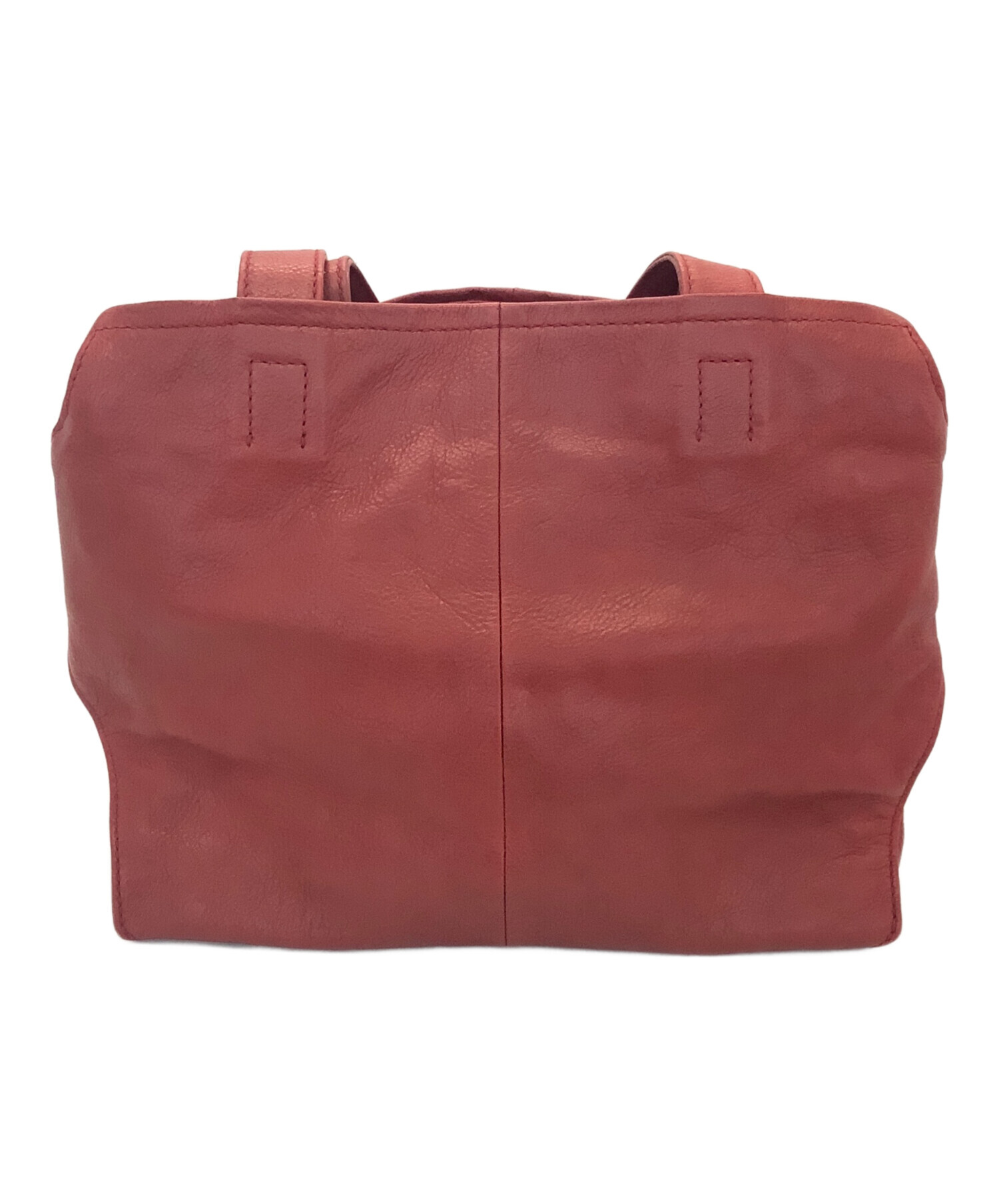 中古・古着通販】genten (ゲンテン) レザーハンドバッグ レッド 
