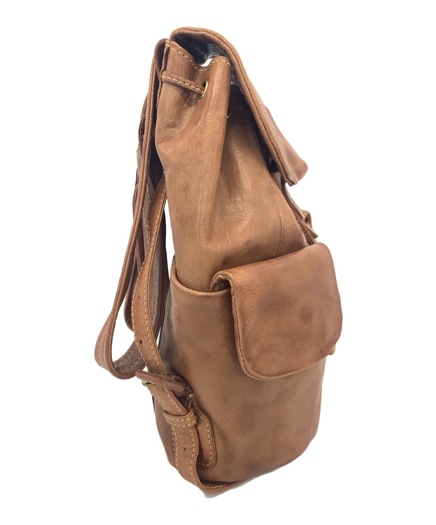 中古・古着通販】genten (ゲンテン) レザーミニリュック ブラウン 