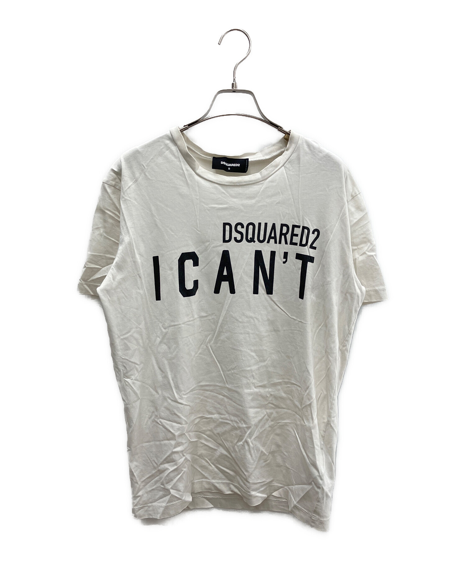 DSQUARED ディースクエアード Tシャツ・カットソー S 白 【古着】【中古】【送料無料】 中古・古着通販】DSQUARED2 (ディースクエアード) プリントTシャツ