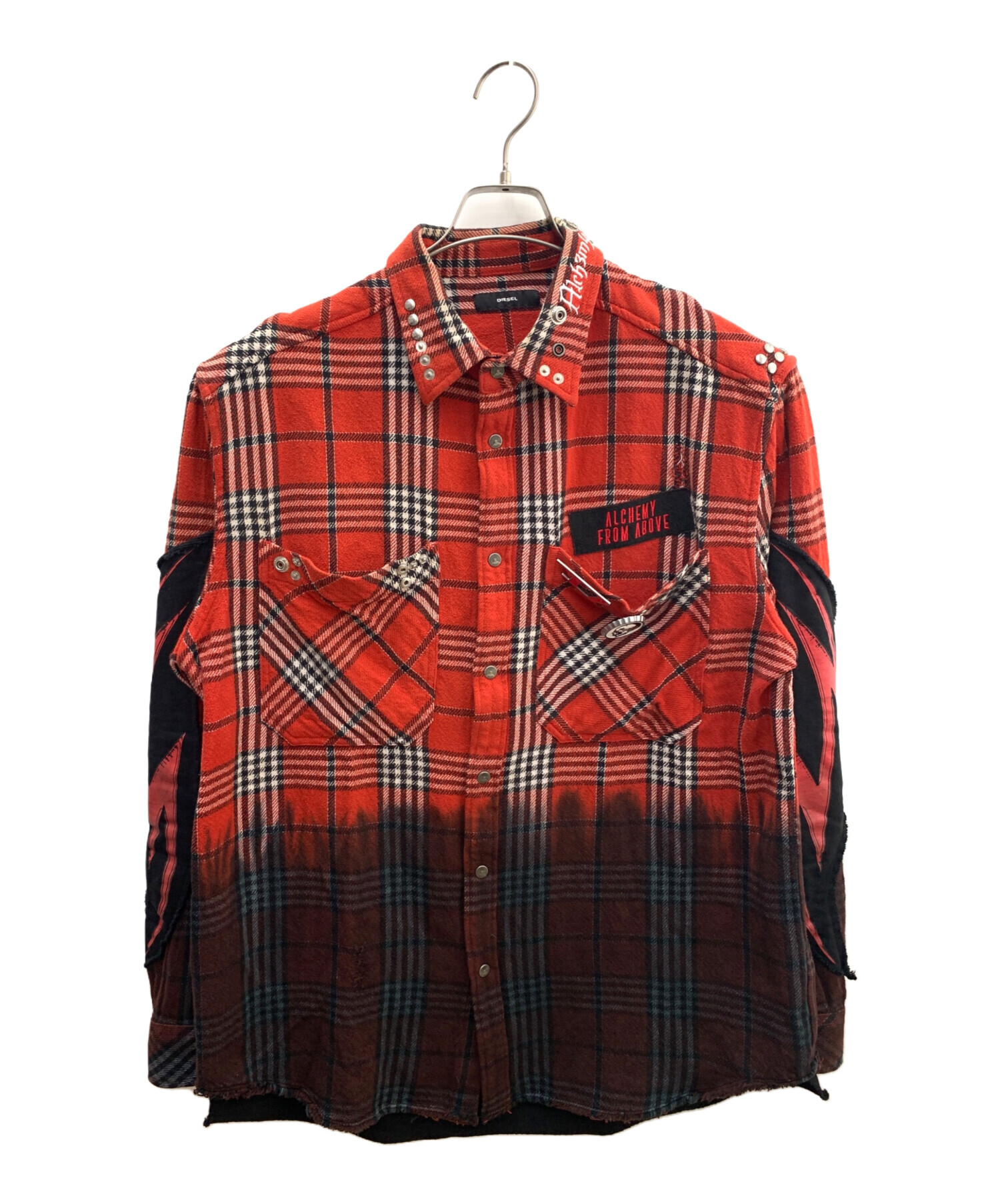 中古・古着通販】DIESEL (ディーゼル) チェックシャツ レッド×ブラック 