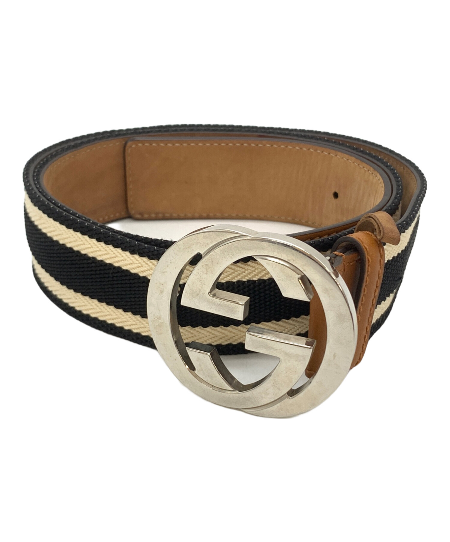 中古・古着通販】GUCCI (グッチ) ベルト アイボリー×ブラック