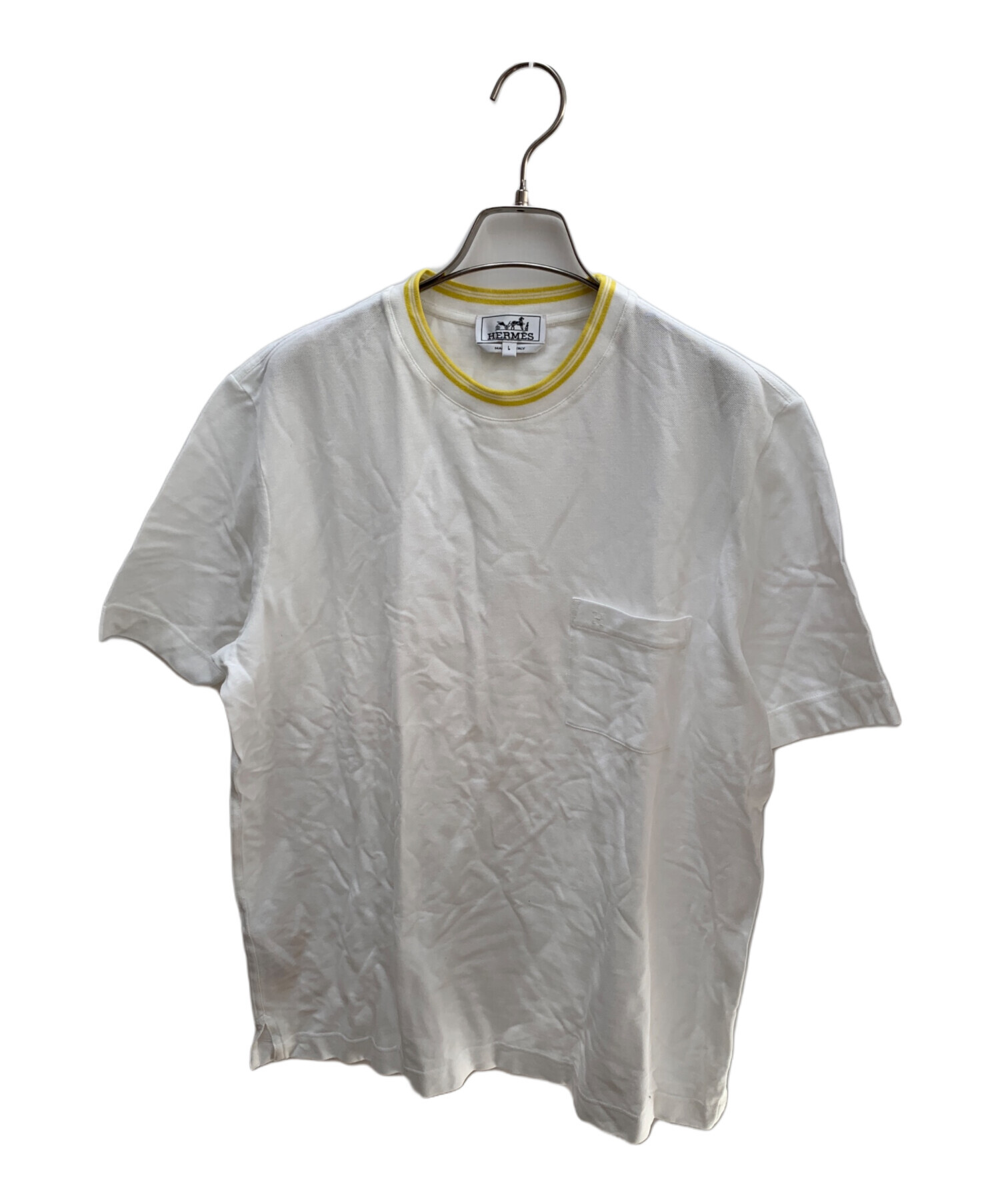 中古・古着通販】HERMES (エルメス) 半袖Tシャツ ホワイト×イエロー