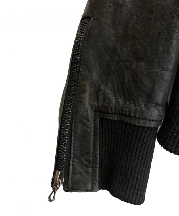 シェラック　フードレザージャケット　46 中古・古着通販】SHELLAC (シェラック) ラムレザージャケット ブラック