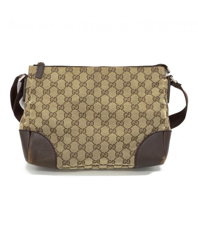 GUCCI ショルダーバッグ ベージュ/ブラウン 中古・古着通販】GUCCI (グッチ) ショルダーバッグ ベージュ×ブラウン