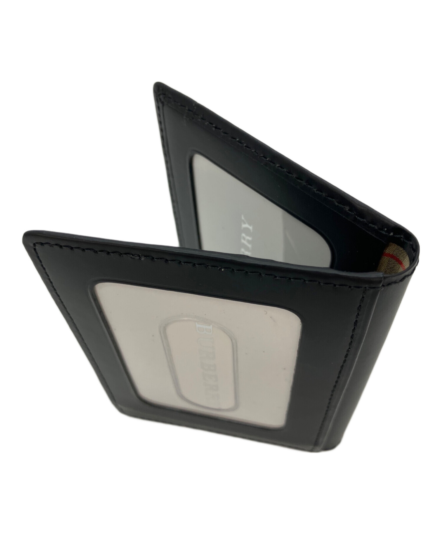 新品未使用級　BURBERRY ブラックレザー ケース　パスケース 中古・古着通販】BURBERRY (バーバリー) パスケース ブラック