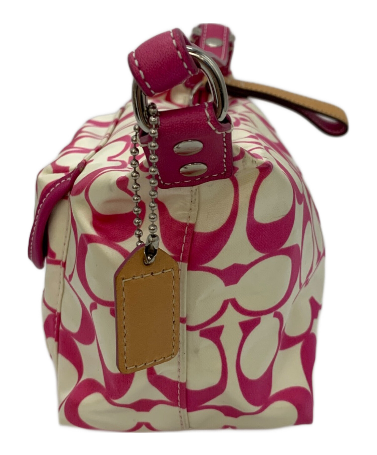 中古・古着通販】COACH (コーチ) シグネチャー ピンク×ホワイト 