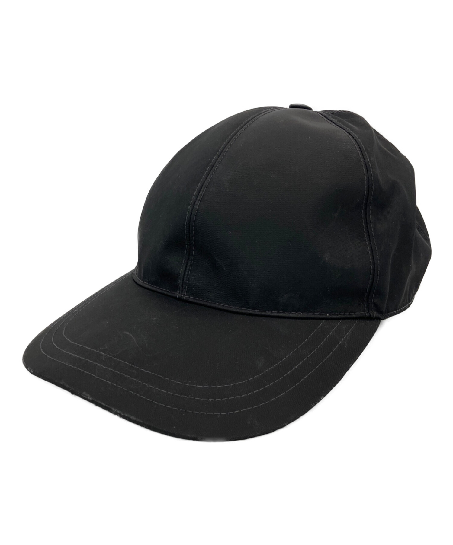 P-R-A-D-A 黒キャップ 中古・古着通販】PRADA (プラダ) キャップ ブラック｜ブランド・古着
