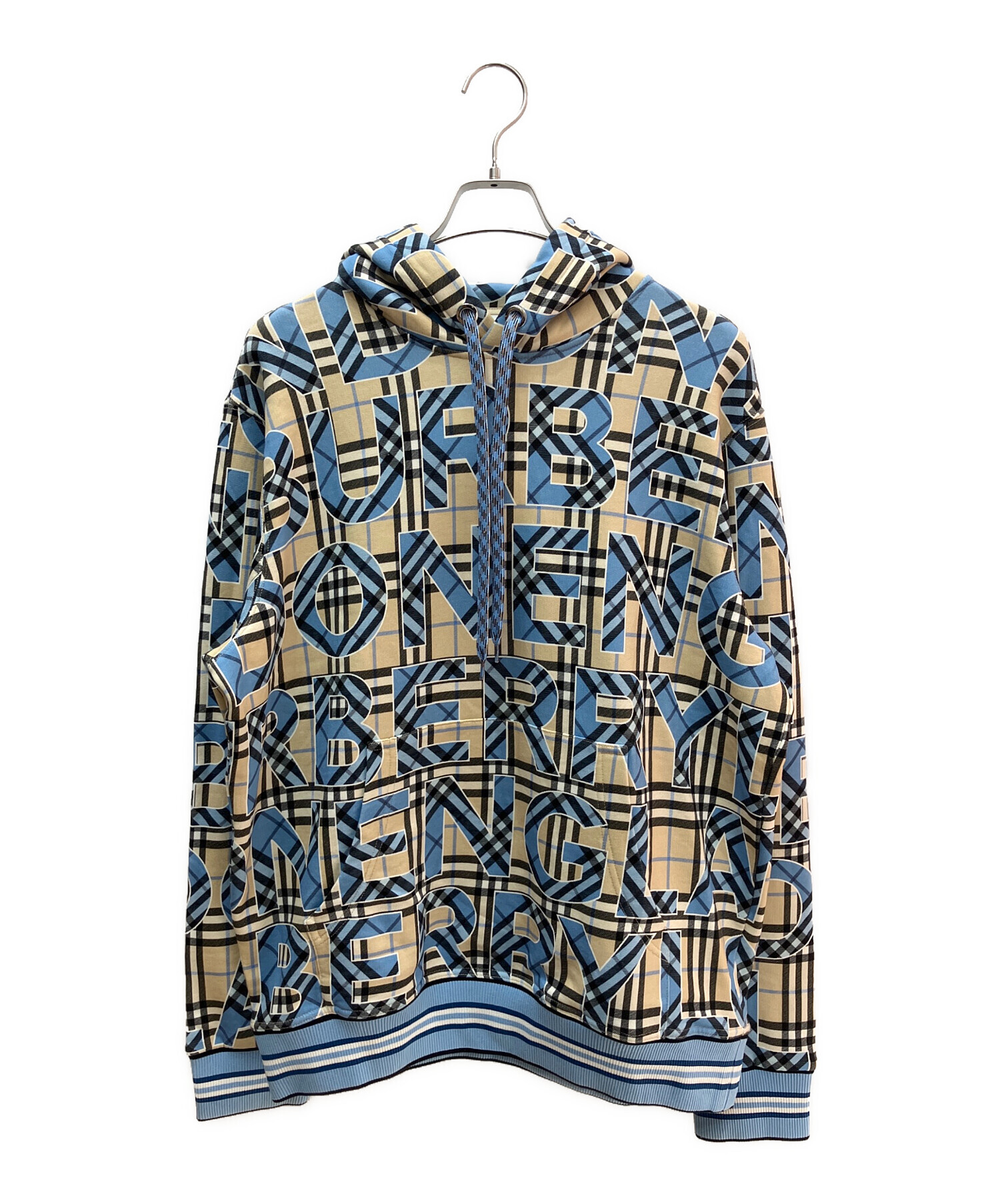 ☆定価19万☆BURBERRY 青 チェック柄 フリースパーカー 現行タグ 希少 中古・古着通販】BURBERRY (バーバリー) ロゴチェックプルオーバー