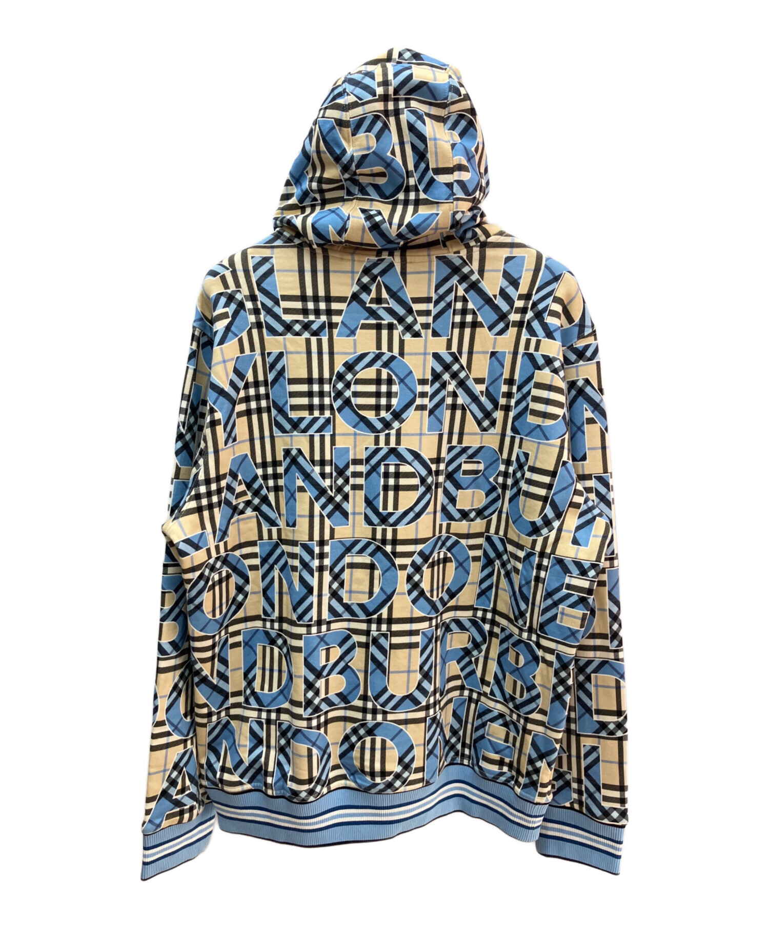 美品 BURBERRY ニット バーバリー セーター M TBロゴ 総柄 ブルー 中古・古着通販】BURBERRY (バーバリー) ロゴチェックプルオーバー
