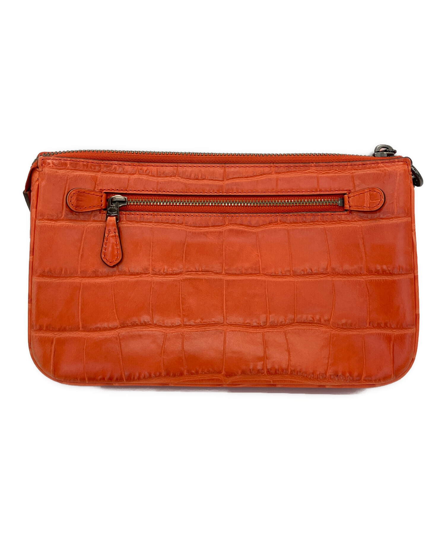 【新品未使用】COACH 中古・古着通販】COACH (コーチ) クロコ型チェーンハンドバッグ レッド