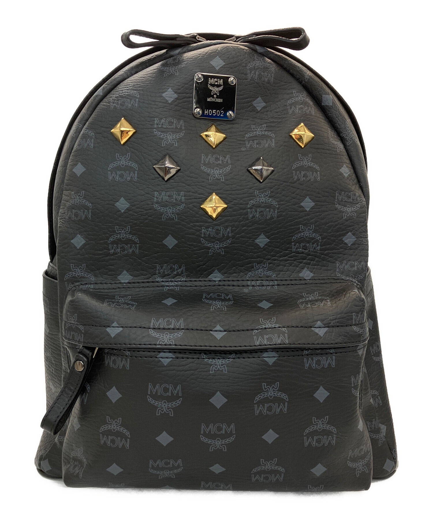中古・古着通販】MCM (エムシーエム) ロゴスタッズリュック ブラック