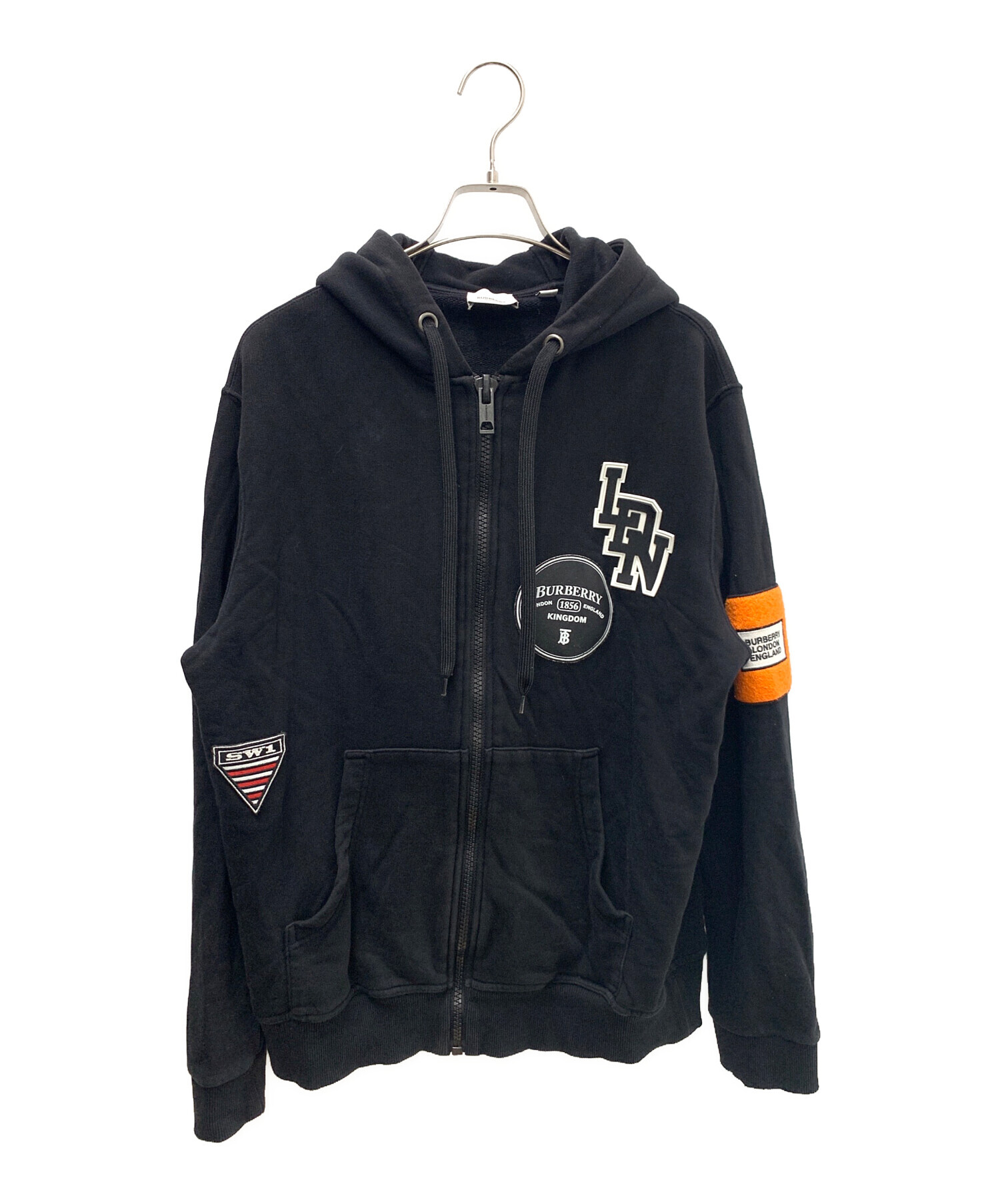 BURBERRY バーバリー パーカー 黒 ブラック 中古・古着通販】BURBERRY (バーバリー) ジップパーカー ブラック