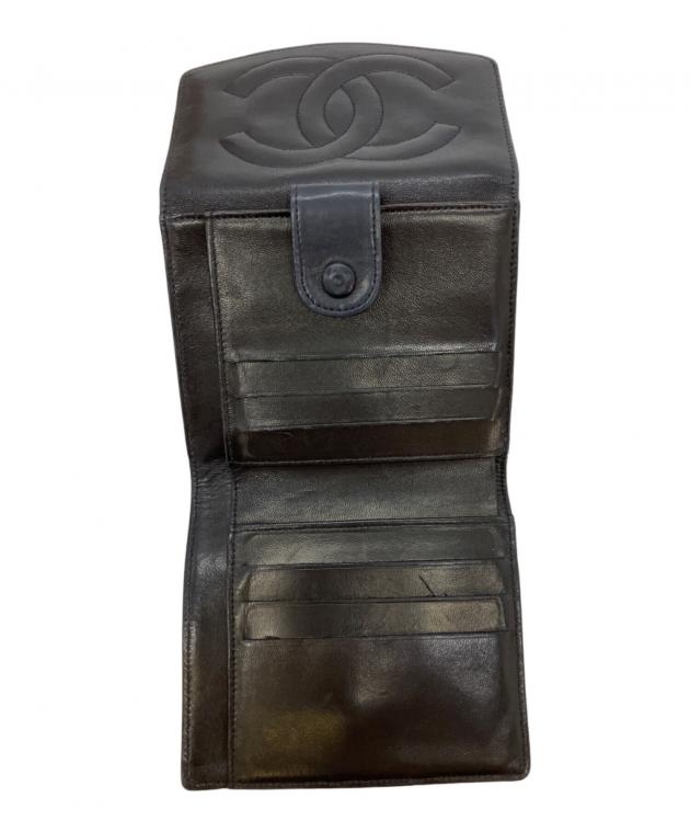中古・古着通販】CHANEL (シャネル) 2つ折り財布 ブラック｜ブランド