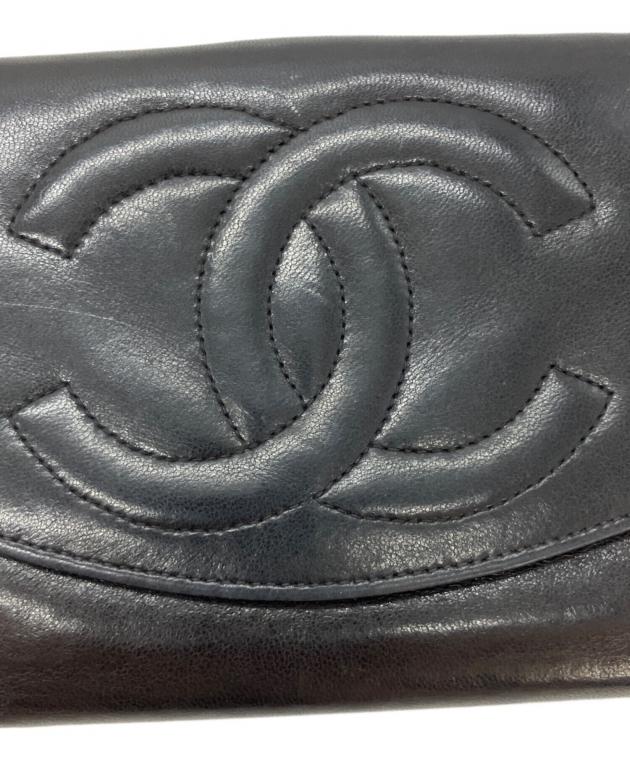 中古・古着通販】CHANEL (シャネル) 2つ折り財布 ブラック｜ブランド