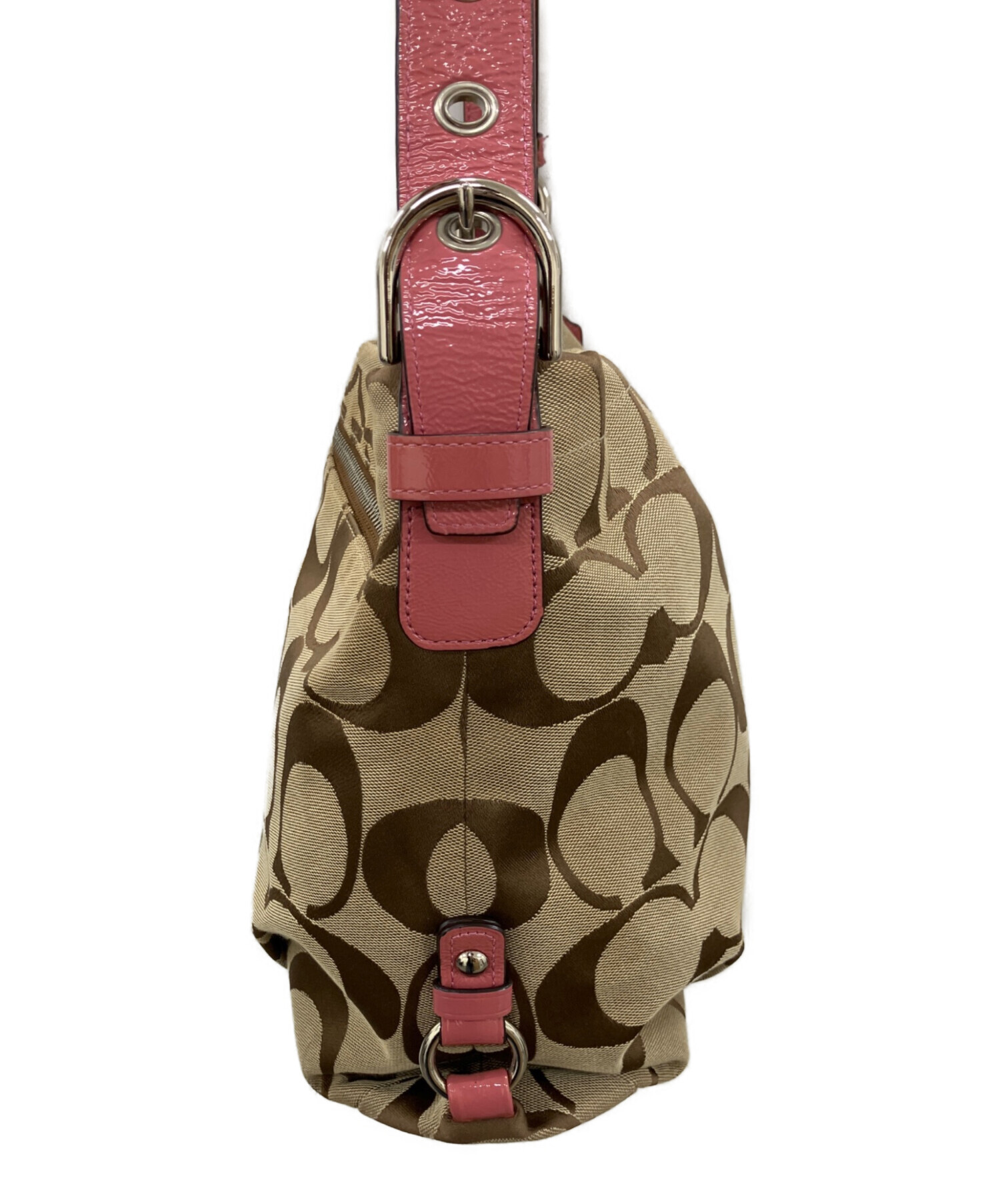 中古・古着通販】COACH (コーチ) ショルダーバッグ ブラウン×ピンク