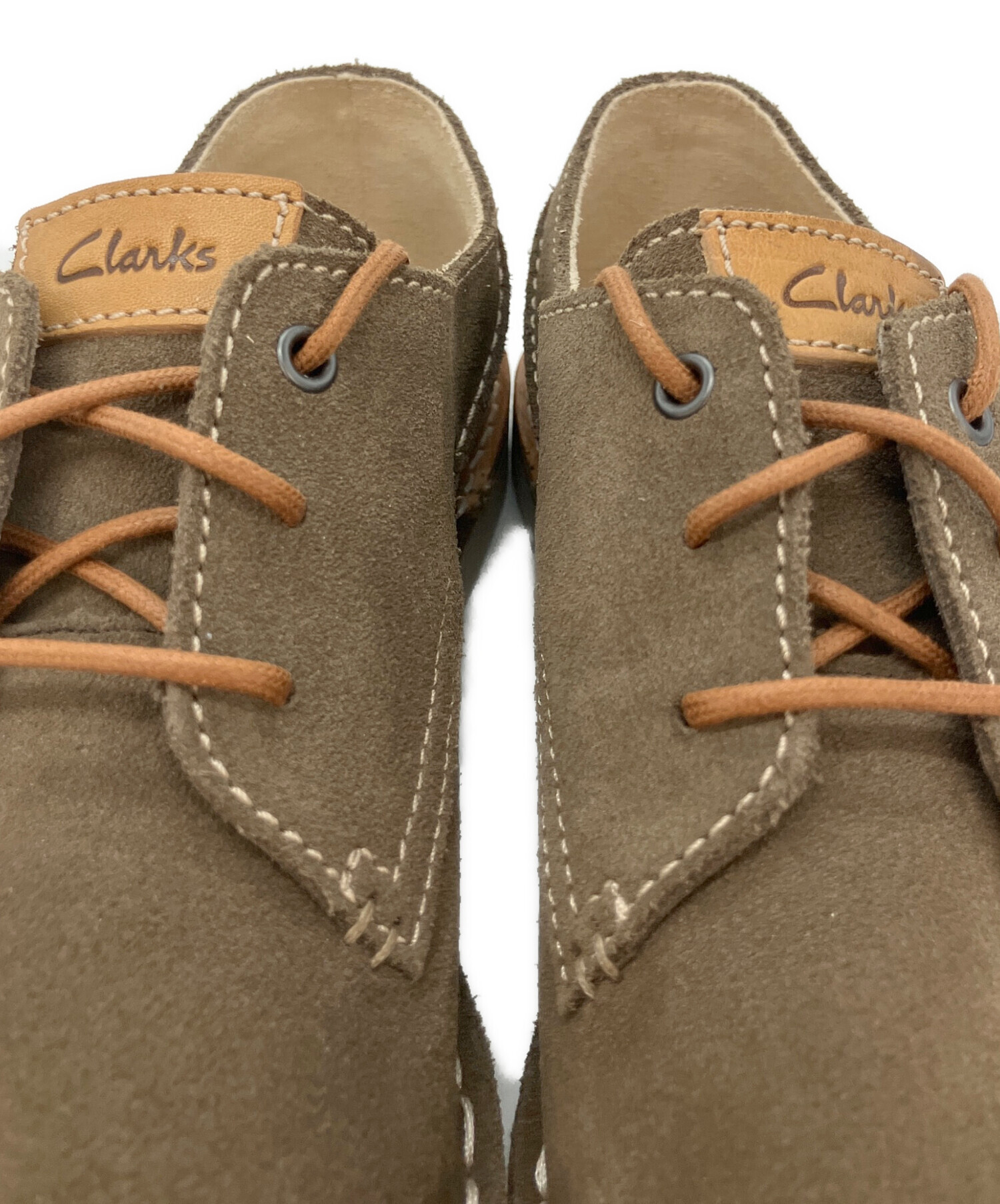 クラークス レディースシューズ ダークオリーブ 刺繍 スエード 24cm 中古・古着通販】CLARKS (クラークス) スウェードシューズ カーキ