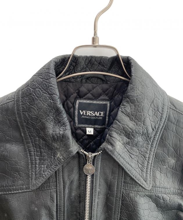 中古・古着通販】VERSACE (ヴェルサーチェ) レザージャケット ブラック