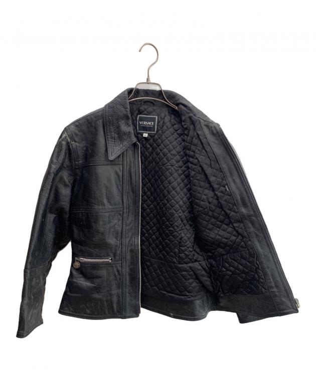 中古・古着通販】VERSACE (ヴェルサーチェ) レザージャケット ブラック