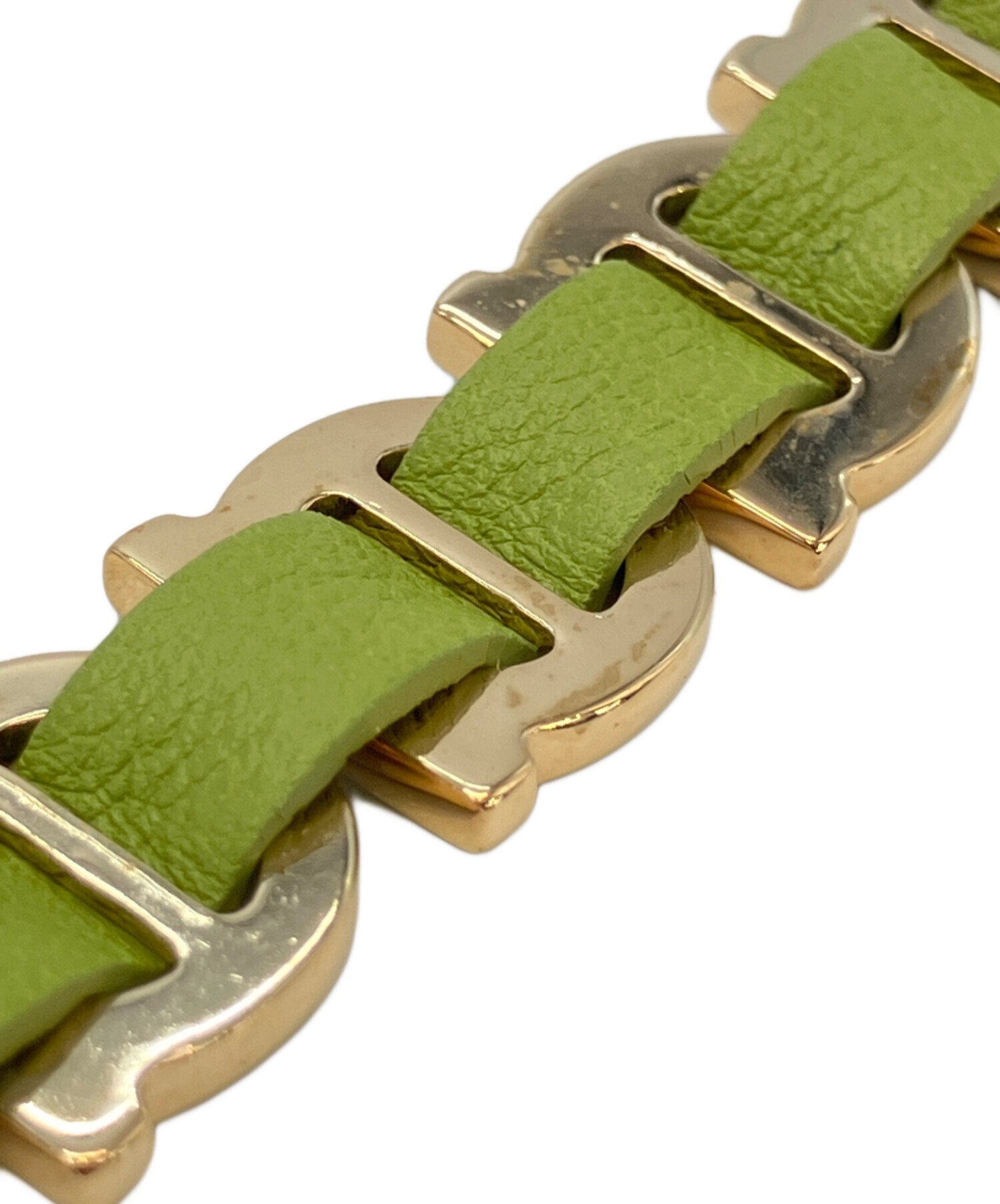 Ferragamo フェラガモ ガンチーニ 2連 レザー ブレスレット グリーン 中古・古着通販】Salvatore Ferragamo (サルヴァトーレ フェラガモ