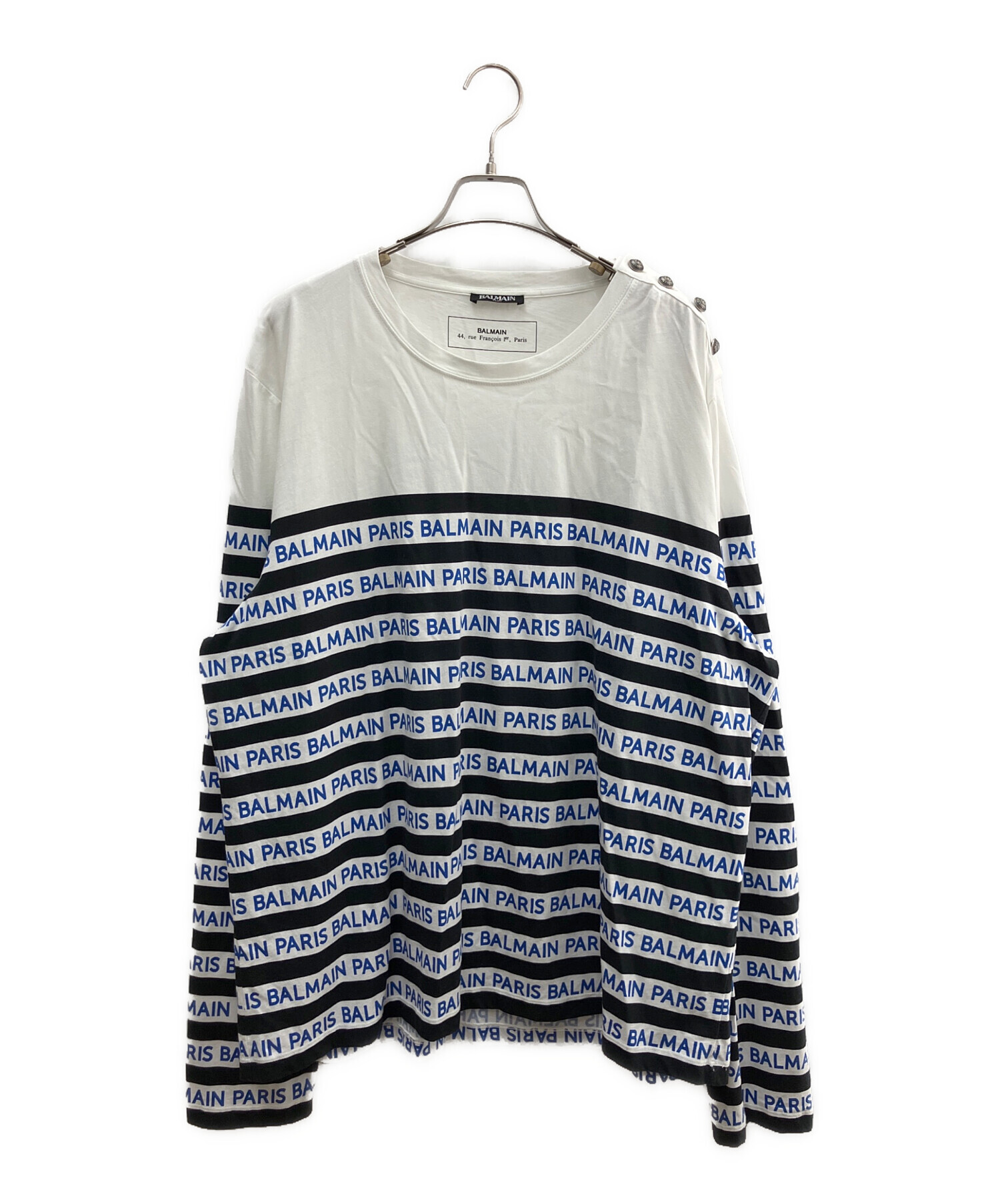 中古・古着通販】BALMAIN (バルマン) ボーダーロゴラインスウェット